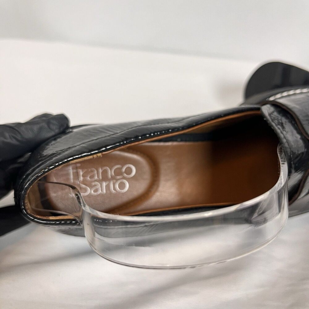 Franco Sarto Black Patent Loafers Lug Sole Preppy Academia Chic Size 8.5 - Picture 5 of 11